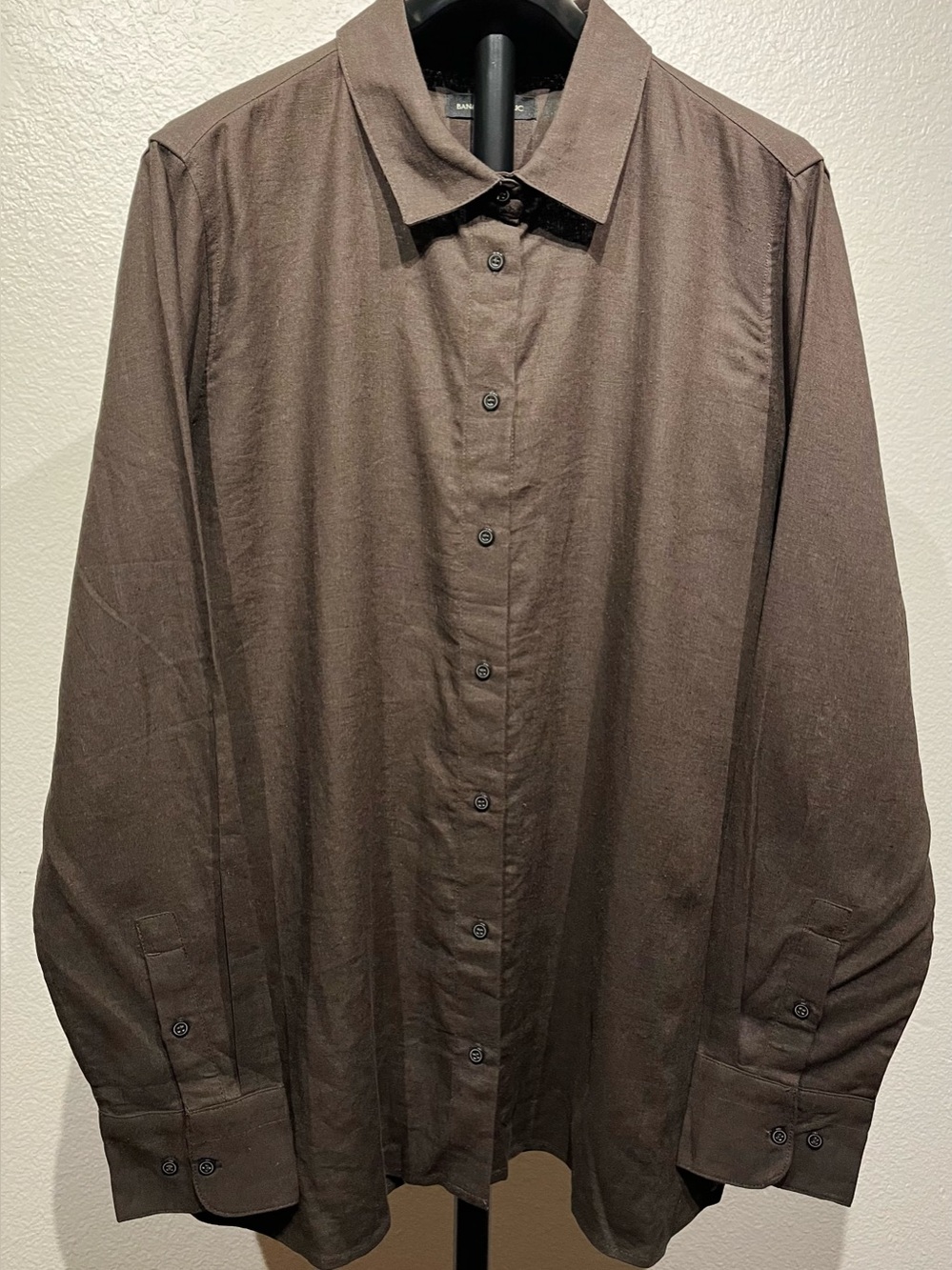 Banana Republic Chocolate Brown Linen-Blend Button-Down Shirt - Size L (Women’s)